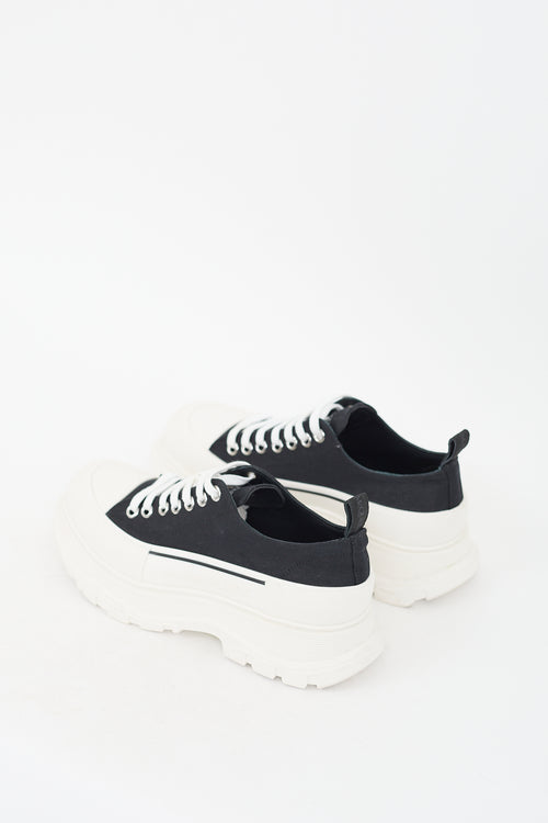 Alexander McQueen Black & White Tread Slick Platform Sneaker