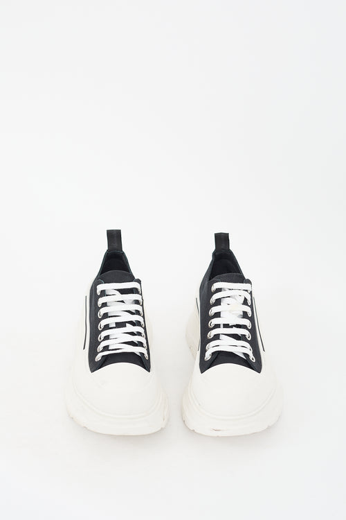 Alexander McQueen Black & White Tread Slick Platform Sneaker