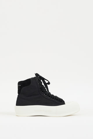 Alexander McQueen Black & White Canvas Plimsoll Platform Sneaker