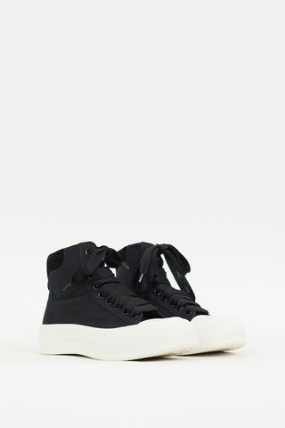 Alexander McQueen Black & White Canvas Plimsoll Platform Sneaker