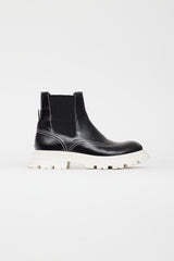 Alexander McQueen Black & White Leather Chelsea Boot
