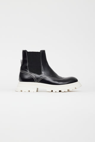 Alexander McQueen Black & White Leather Chelsea Boot