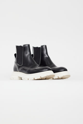 Alexander McQueen Black & White Leather Chelsea Boot