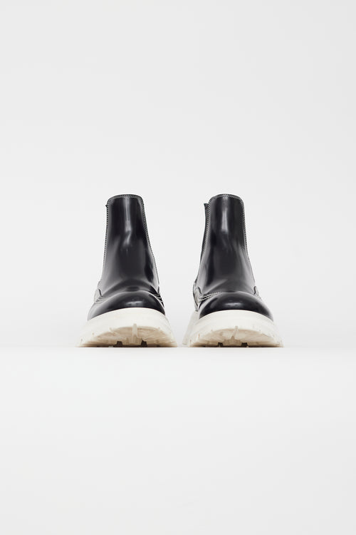 Alexander McQueen Black & White Leather Chelsea Boot