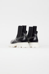 Alexander McQueen Black & White Leather Chelsea Boot