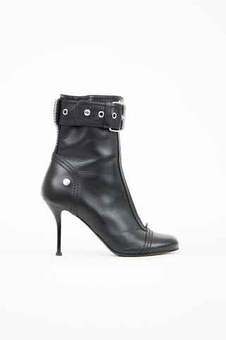 Alexander McQueen Black Leather Biker Zip Boot