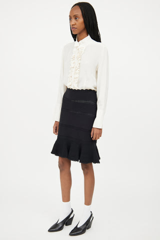 Alexander McQueen Black Ribbed Eyelet Skirt