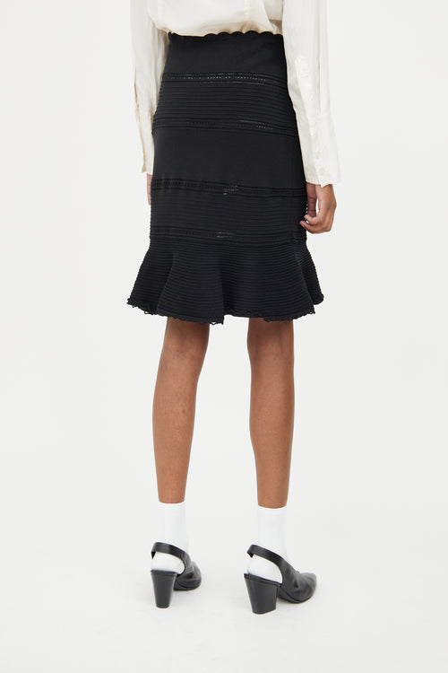 Alexander McQueen Black Ribbed Eyelet Skirt