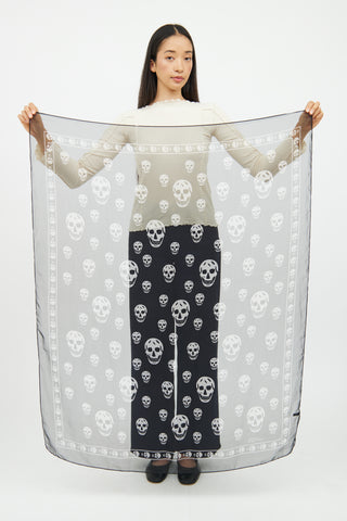 Alexander McQueen Black Skull Print Scarf