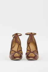 Alexander McQueen Brown Leather Trimmed Strap Heel