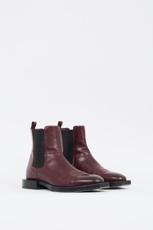 Alexander McQueen Burgundy Leather Chelsea Boot