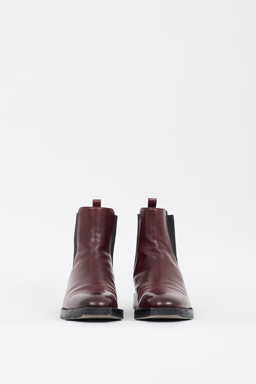 Alexander McQueen Burgundy Leather Chelsea Boot