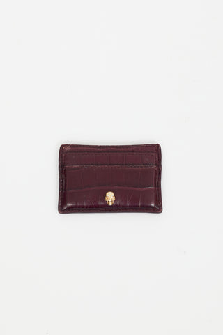 Alexander McQueen Burgundy Textured Leather Cardholder