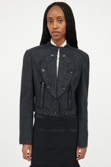 Alexander McQueen Dark Grey Wool Distressed Jacket