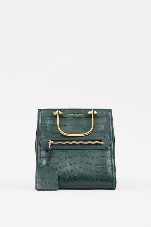 Alexander McQueen Green Embossed Leather The Short Story Bag