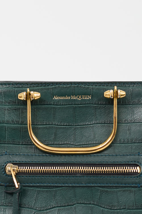 Alexander McQueen Green Embossed Leather The Short Story Bag