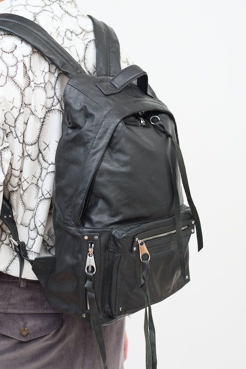 Alexander McQueen McQ Black Leather Loveless Zip Backpack