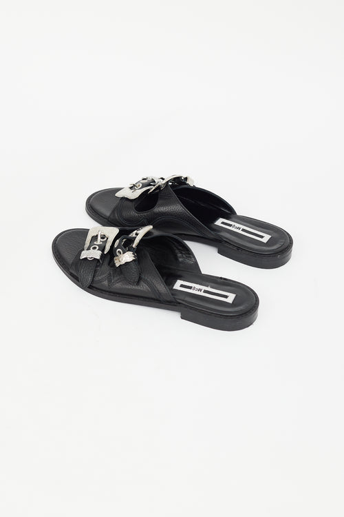 Alexander McQueen McQ Black & Silver Buckle Sandal