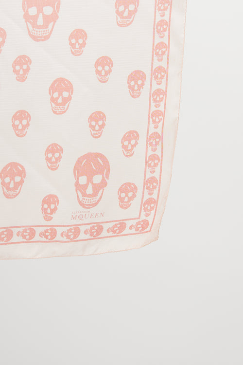 Alexander McQueen Pink & Red Silk Skull Scarf