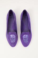 Alexander McQueen Purple Suede & Sequin Skull Loafer