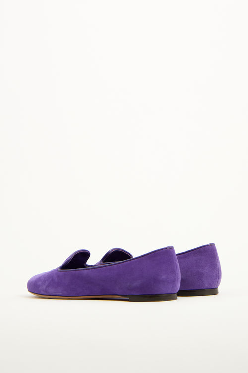 Alexander McQueen Purple Suede & Sequin Skull Loafer