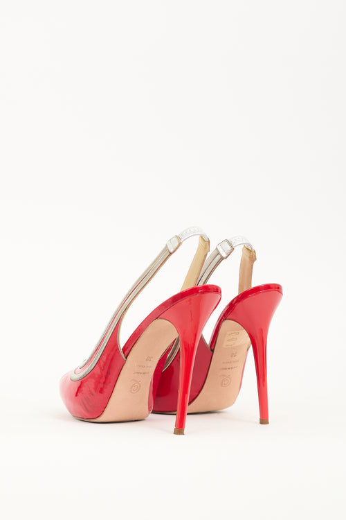 Alexander McQueen Red Patent Leather Chain Slingback Pump