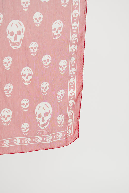 Alexander McQueen Red Silk Skull Scarf