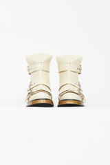 Alexander McQueen Spring 2018 Cream Patent & Pearl Combat Boot