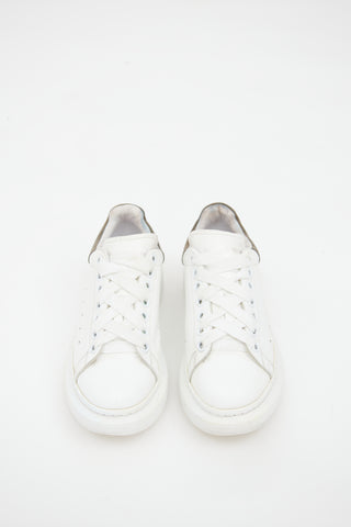 Alexander McQueen White & Grey Leather Larry Platform Sneaker