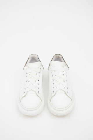 Alexander McQueen White & Grey Leather Larry Platform Sneaker