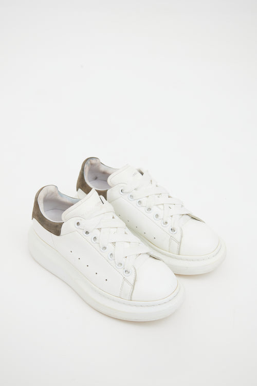 Alexander McQueen White & Grey Leather Larry Platform Sneaker