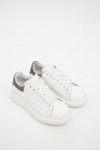 Alexander McQueen White & Grey Leather Larry Platform Sneaker