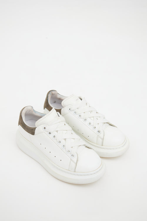 Alexander McQueen White & Grey Leather Larry Platform Sneaker