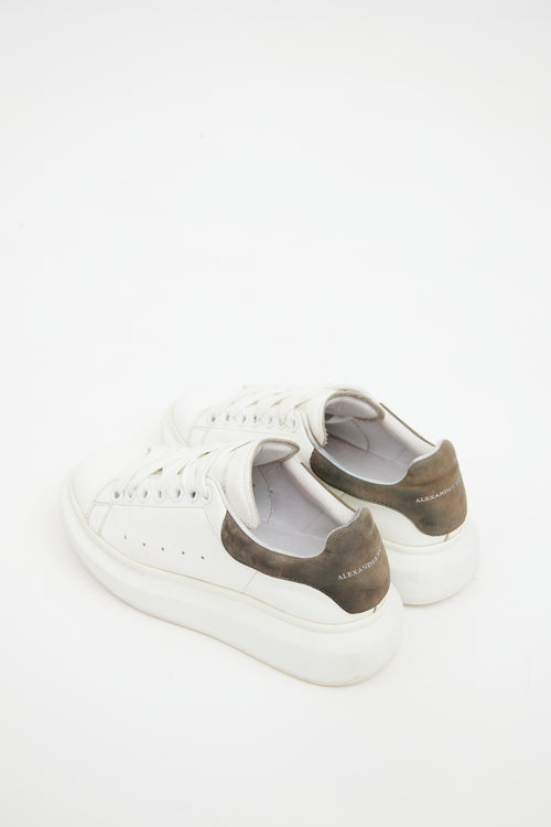 Alexander McQueen White & Grey Leather Larry Platform Sneaker