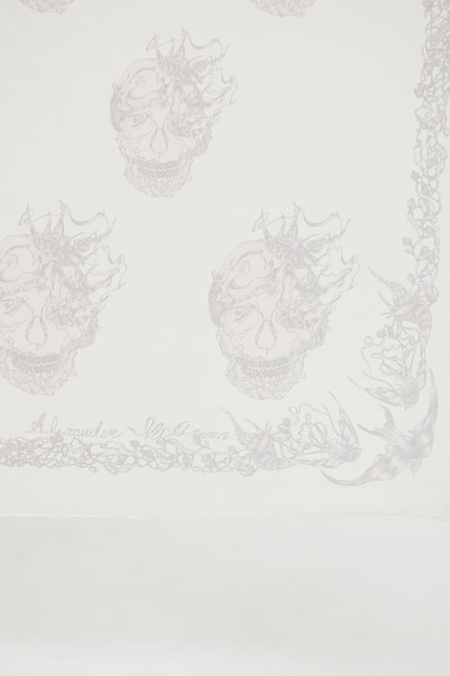 Alexander McQueen Cream & Grey Skull Scarf