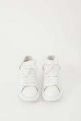 Alexander McQueen White & Silver Metallic Leather Oversized Sneaker