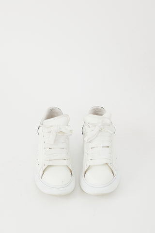 Alexander McQueen White & Silver Metallic Leather Oversized Sneaker