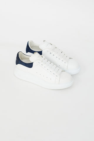 Alexander McQueen White and Blue Leather Oversized Sneakers