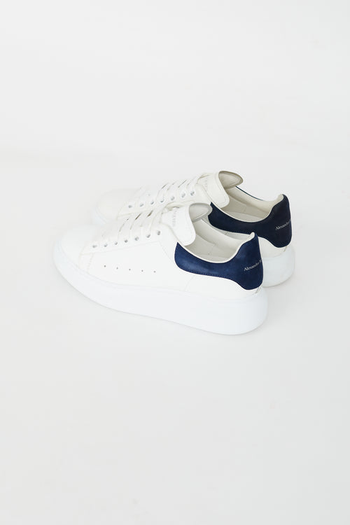 Alexander McQueen White and Blue Leather Oversized Sneakers