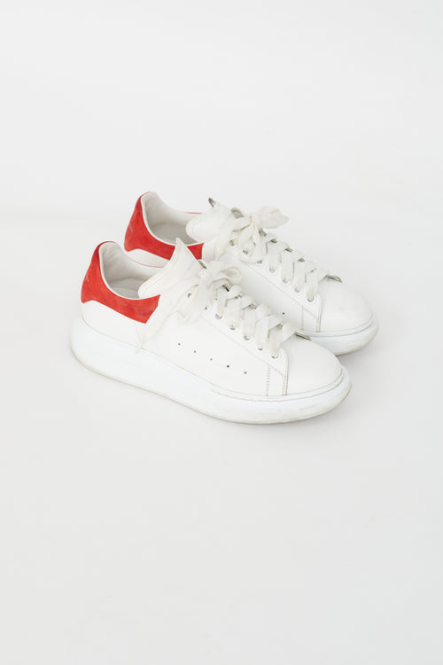 Alexander McQueen White and Red Leather Oversized Sneakers