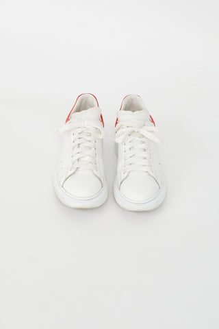 Alexander McQueen White and Red Leather Oversized Sneakers