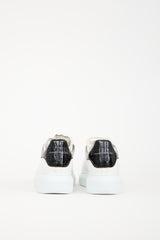 Alexander McQueen White & Black Leather Oversized Larry Sneaker