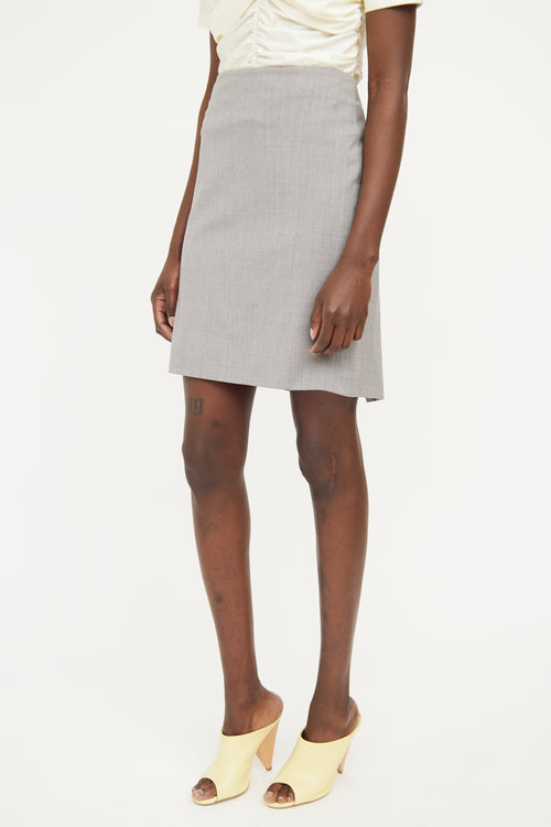 Alexander McQueen Grey Wool Pencil Skirt