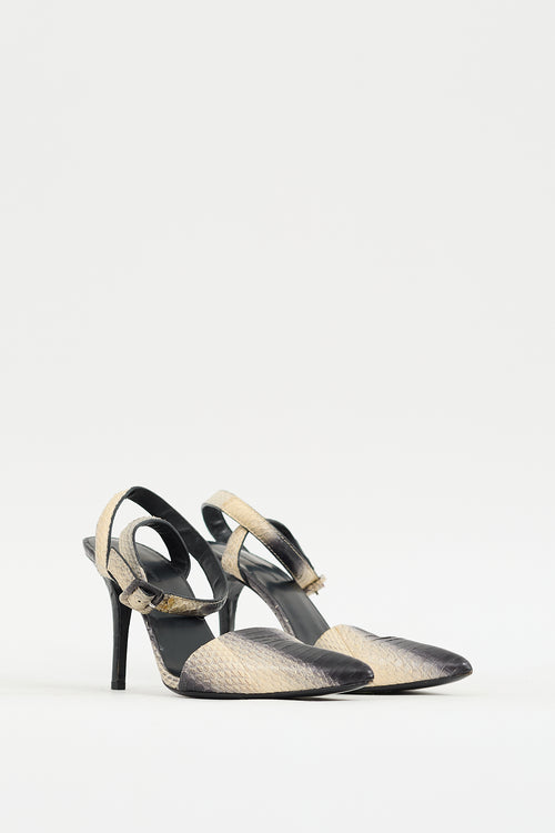 Alexander Wang Black & Beige Textured Leather Lovisa Heel