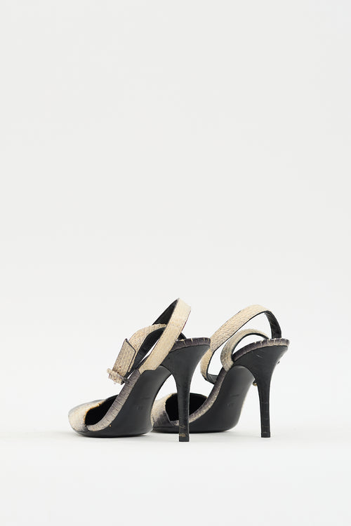 Alexander Wang Black & Beige Textured Leather Lovisa Heel