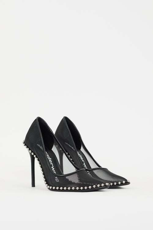 Alexander Wang Black Mesh Studded Rie Pump