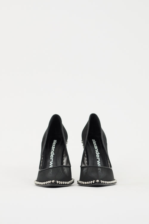 Alexander Wang Black Mesh Studded Rie Pump