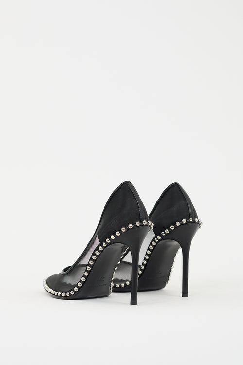 Alexander Wang Black Mesh Studded Rie Pump