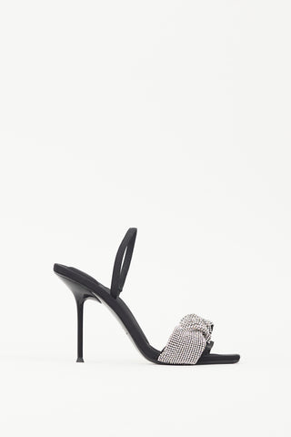 Alexander Wang Black & Silver Julie Crystal Sandal