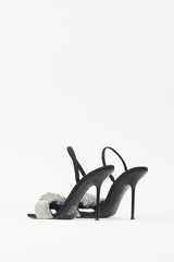 Alexander Wang Black & Silver Julie Crystal Sandal